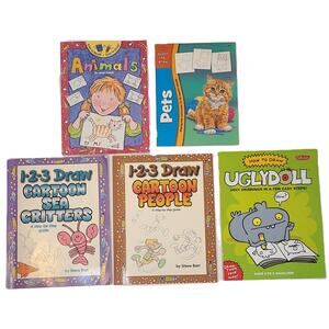 Lot of 5 Learn to Draw How to Draw Books Paperback Animals People Art Drawing